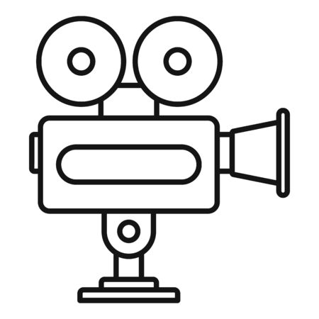 Cinema camera icon. Outline cinema camera icon for web design isolated on white backgroundの写真素材