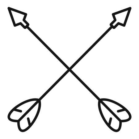 Crossed arrows icon. Outline crossed arrows icon for web design isolated on white backgroundの写真素材