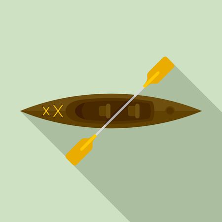 Wood top view kayak icon. Flat illustration of wood top view kayak icon for web designの写真素材