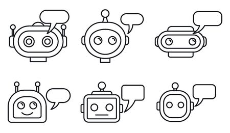Chatbot ai icons set. Outline set of chatbot ai icons for web design isolated on white backgroundの写真素材