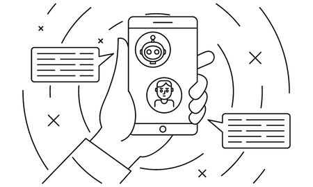 Chatbot concept background. Outline illustration of chatbot concept background for web designの写真素材