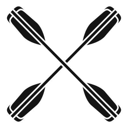 Crossed kayak paddle icon. Simple illustration of crossed kayak paddle icon for web design isolated on white backgroundの写真素材