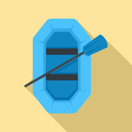 Top view fishing boat icon, flat styleの写真素材