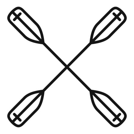 Crossed kayak paddle icon, outline styleの写真素材