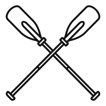 Metal crossed oars icon, outline styleの写真素材