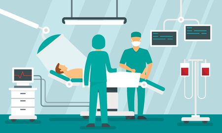 Surgeons operating concept background, flat styleの写真素材