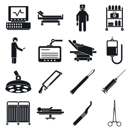 Surgeons operating tool icons set, simple styleの写真素材