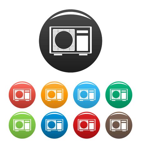 Outdoor conditioner radiator icons set 9 color isolated on white for any designの写真素材