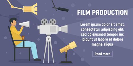 Film production concept banner. Flat illustration of film production concept banner for web designの写真素材