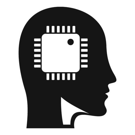 Ai smart processor head icon. Simple illustration of ai smart processor head vector icon for web design isolated on white backgroundのイラスト素材
