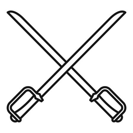Fencing metal swords icon. Outline fencing metal swords vector icon for web design isolated on white backgroundのイラスト素材