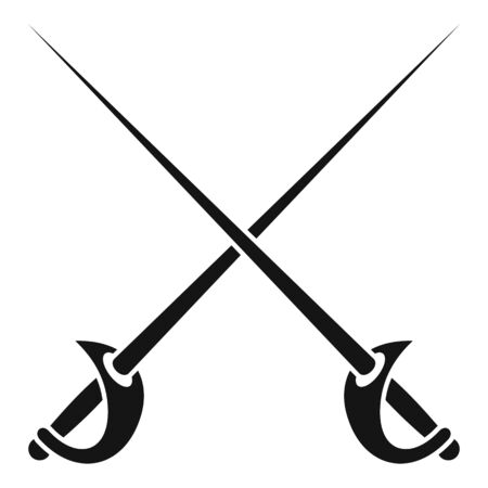 Crossed rapiers icon. Simple illustration of crossed rapiers vector icon for web design isolated on white backgroundのイラスト素材