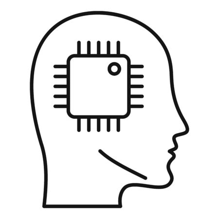 Ai smart processor head icon. Outline ai smart processor head vector icon for web design isolated on white backgroundのイラスト素材
