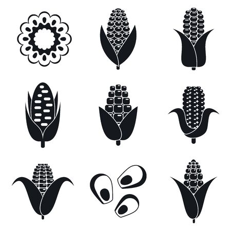 Farm corn icons set, simple styleのイラスト素材
