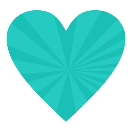 Striped green heart icon, flat styleのイラスト素材