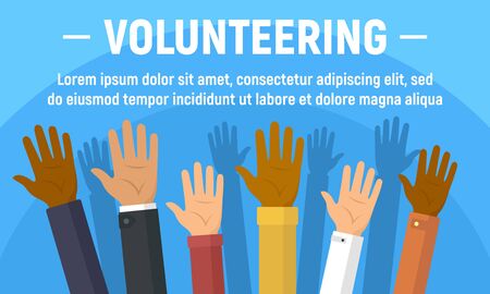 Global volunteering concept banner, flat styleのイラスト素材