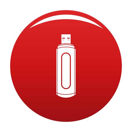 Computer flash drive icon on red background, vector illustration.のイラスト素材