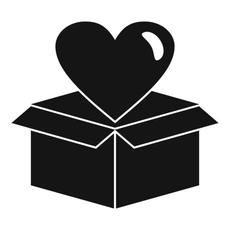 Heart in box icon, simple styleのイラスト素材