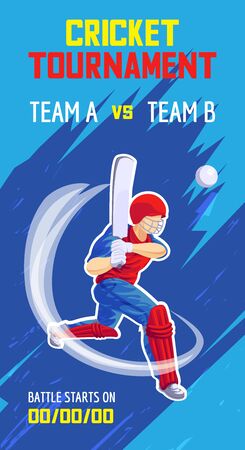 Cricket tournament concept banner, cartoon styleのイラスト素材