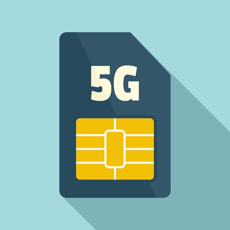 5g phone card icon, flat styleのイラスト素材