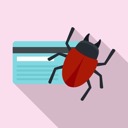 Credit card bug icon, flat styleのイラスト素材
