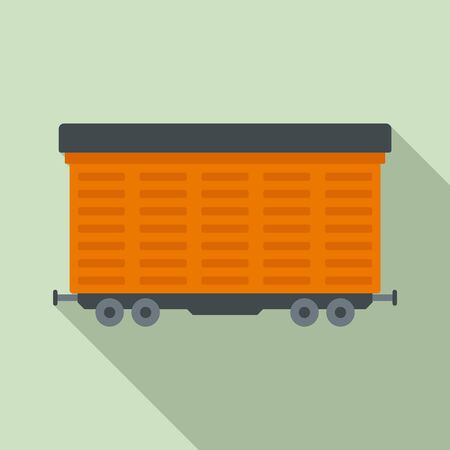 Cargo train wagon icon, flat styleのイラスト素材