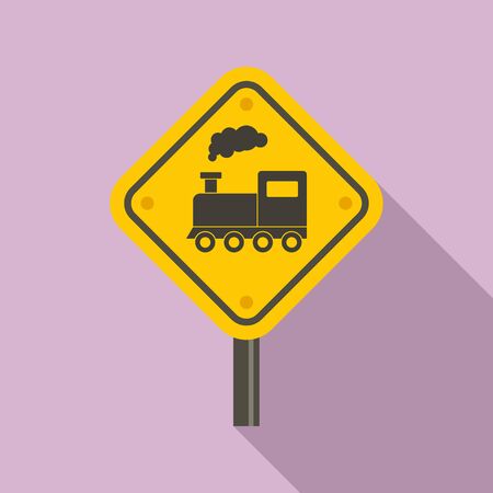 Railway road sign icon, flat styleのイラスト素材