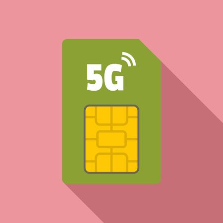 5g phone card icon, flat styleのイラスト素材