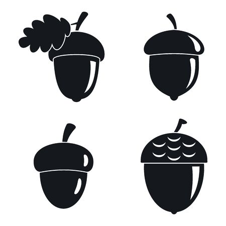 Acorn leaf icons set, simple styleのイラスト素材