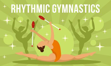 Rhythmic gymnastics girl concept banner, flat styleのイラスト素材