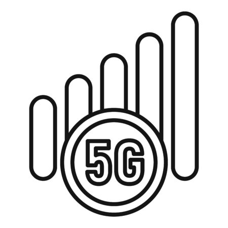 5g mobile icon, outline styleのイラスト素材