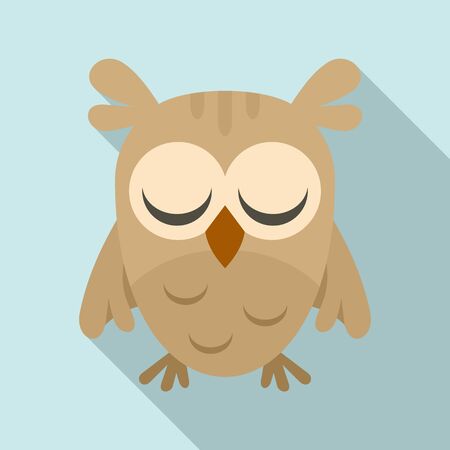 Sleeping owl icon, flat styleのイラスト素材