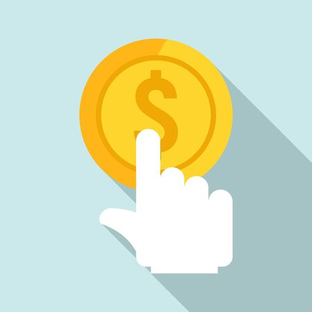 Click gold coin icon. Flat illustration of click gold coin vector icon for web designのイラスト素材