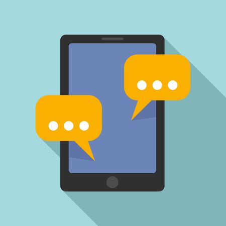 Tablet sms chat icon, flat styleのイラスト素材