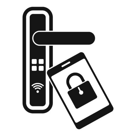 Smartphone door lock icon, simple styleのイラスト素材