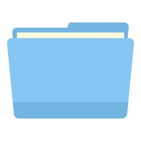 Blue computer file folder icon, flat styleのイラスト素材