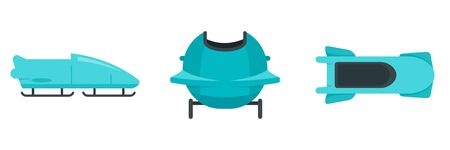 Bobsleigh icon set, flat style
