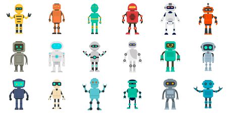 Humanoid icons set, flat styleのイラスト素材