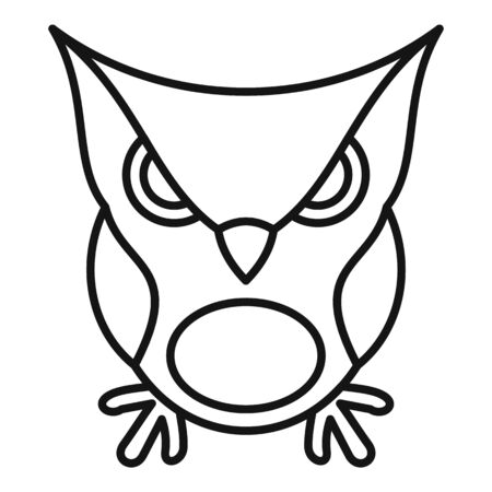 Furious owl icon, outline styleのイラスト素材