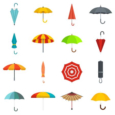 Umbrella icons set, flat styleのイラスト素材