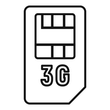 3g sim card icon, outline styleのイラスト素材