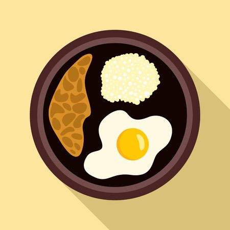 Fried egg thai food icon, flat styleのイラスト素材