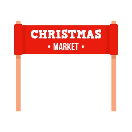 Christmas market banner icon, flat styleのイラスト素材