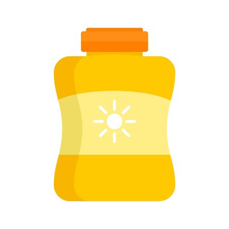 Sun protection cream jar icon. Flat illustration of sun protection cream jar vector icon for web designのイラスト素材