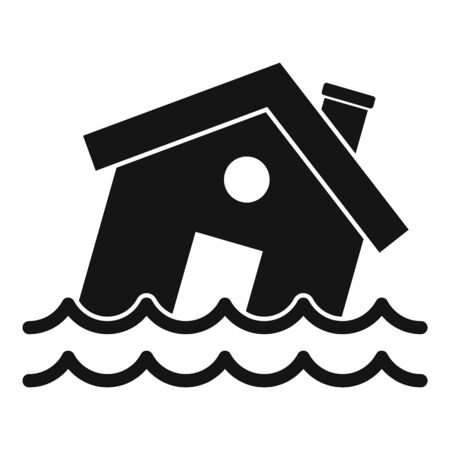 Flood destroy house icon, simple styleのイラスト素材
