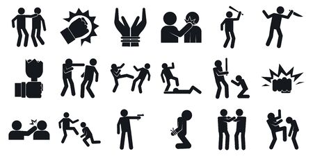 Violence icons set, simple styleのイラスト素材