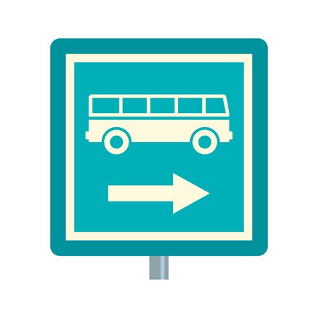 Sign bus stop icon, flat styleのイラスト素材