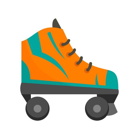 Orange roller skates icon, flat styleのイラスト素材