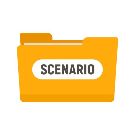 Film folder scenario icon, flat styleのイラスト素材