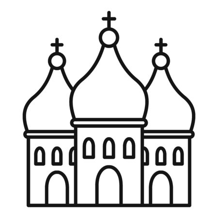 Modern city church icon. Outline modern city church vector icon for web design isolated on white backgroundのイラスト素材